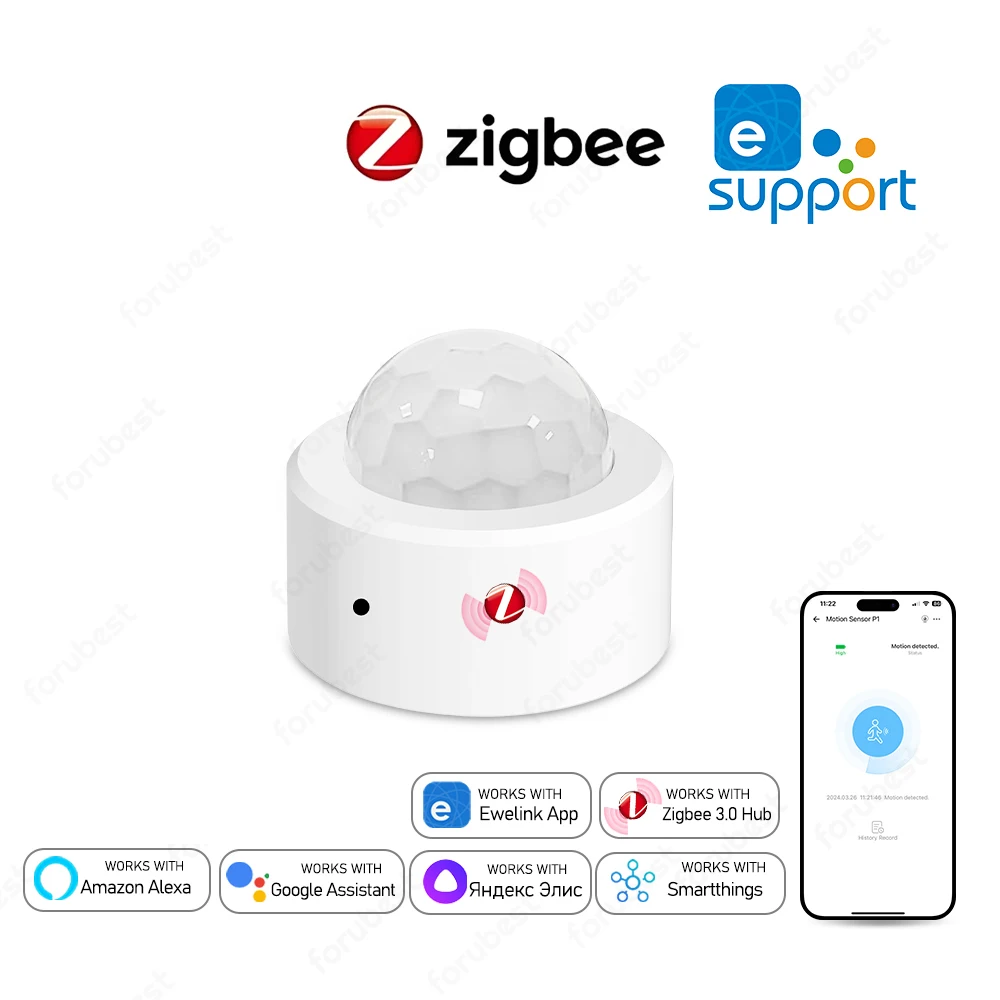 Zigbee 3.0 Human Motion Sensor PIR Infrared Detector Smart Home Security Alarm Ewelink App Control Via Zigbee Bridge Zigbee Hub