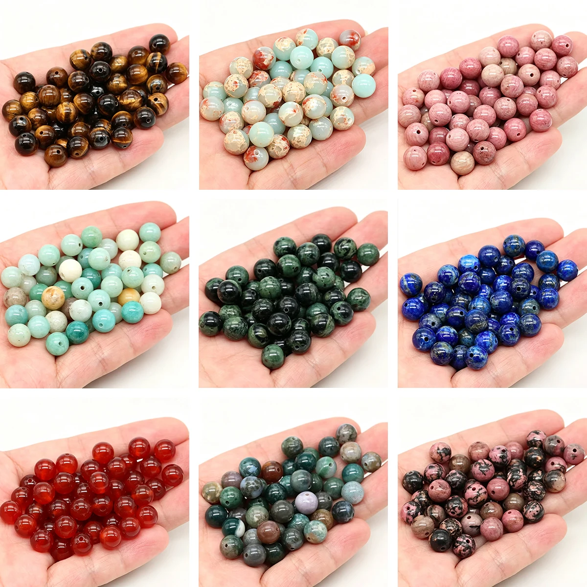 Natural Stone Yellow Tiger Eye Rhodonite Beads Round Loose Bead For Jewelry Making Diy Bracelet Necklace Supplies 15