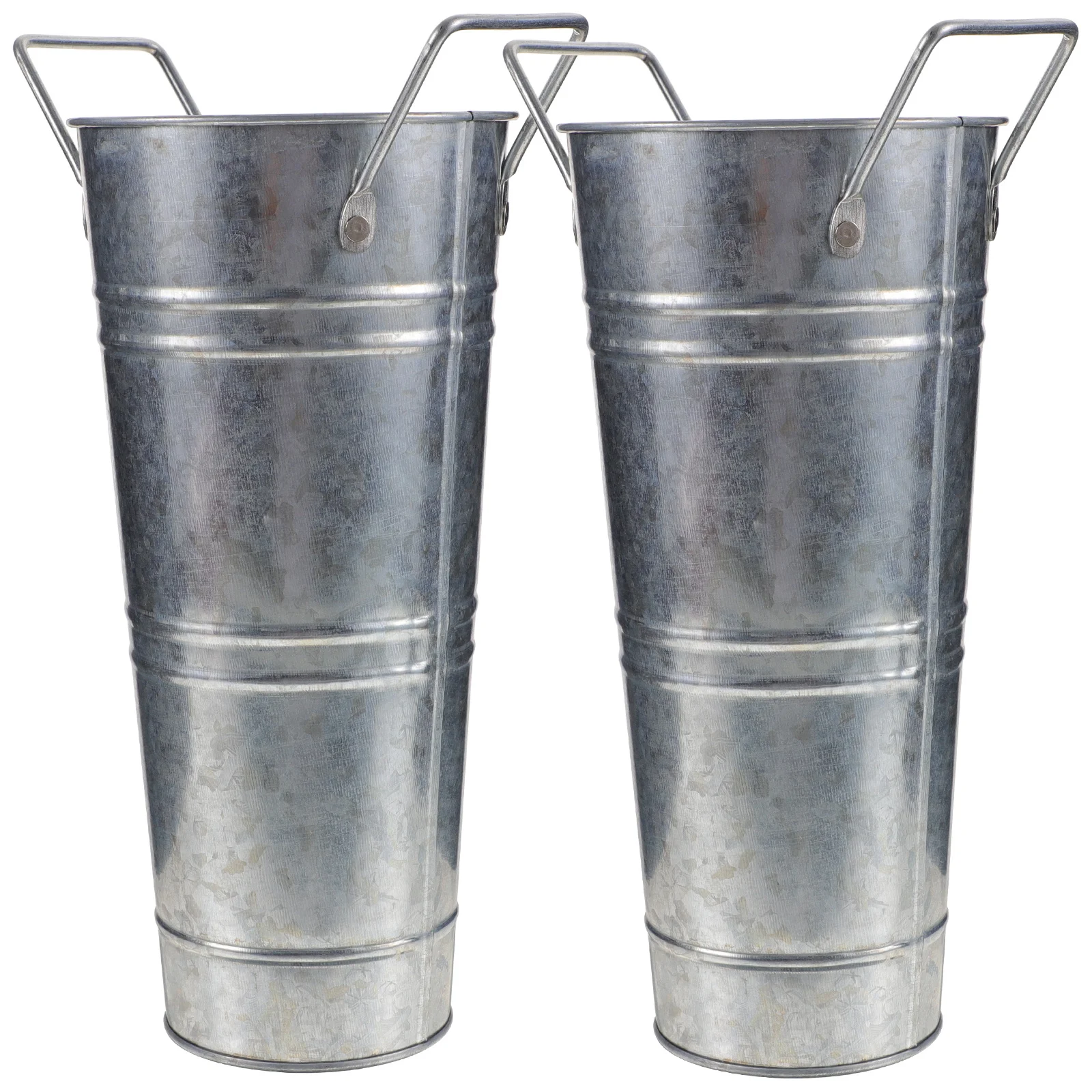

2pcs Vintage Iron Flower Bucket Galvanized Metal Vase Rustic Floral Decorative Bucket For Home Wedding Centerpieces Leak-Proof