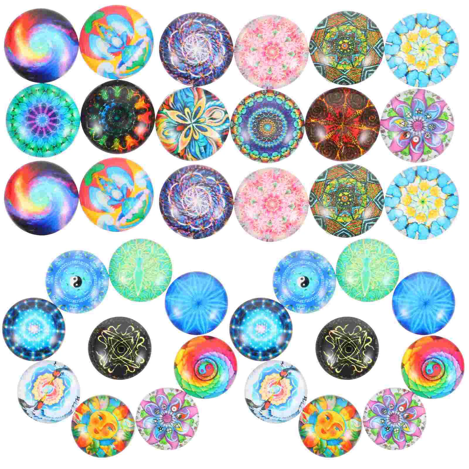 100 Pcs Dome Circle Mirrors Colorful Vase Blue Gems Mosaic Supplies Mixed Tiles Round for Crafts Suite Child