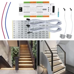 Illuminazione per scale 32 canali sensore di movimento automatico a LED Kit Controller luce per scale DC 12V 24V per striscia flessibile per scale