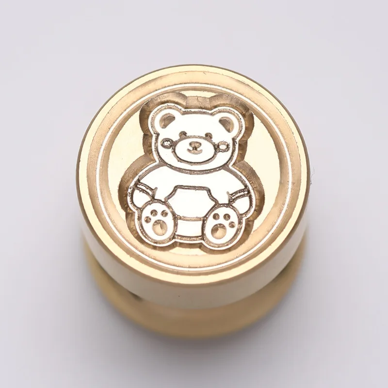 Cute Bear Fire Paint Seal 1.5cm Mini mała miedziana pieczęć woskowa dla dzieci ręczna księga gości prezent urodzinowy pieczęć woskowa