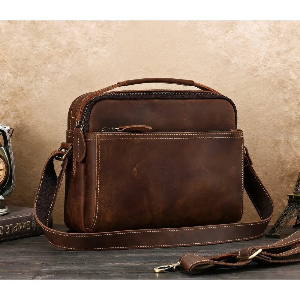 

Leather Messenger High-end Casual Commuter Men's Shoulder Bag, Multi-functional Horizontal Men's Bag Versatile Fashion High-end