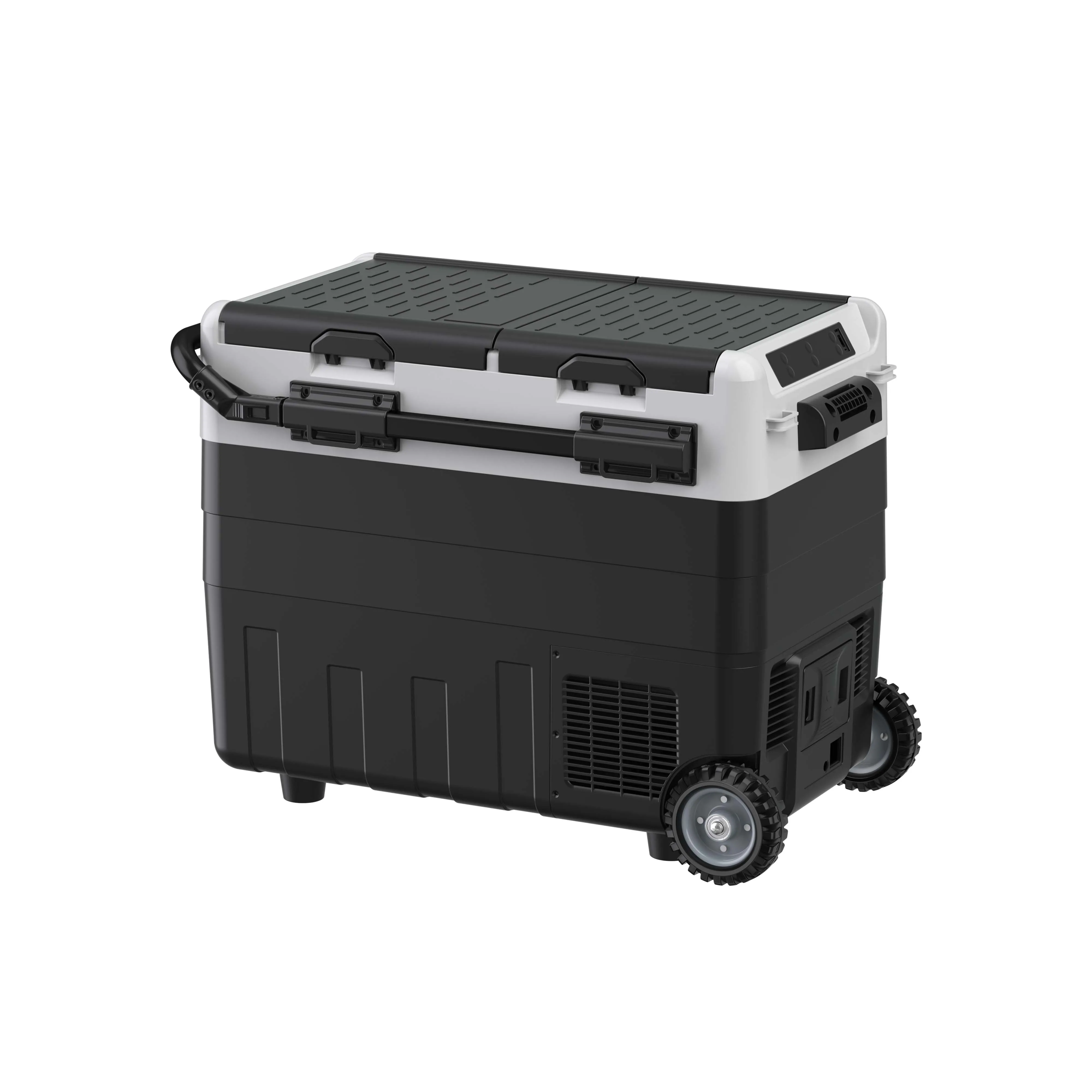 Car Fridges 50L 12V 24V 110V 240V AC DC Mini Cooler Box Camp Two Zones Independent Temperature Control Wheels Handle