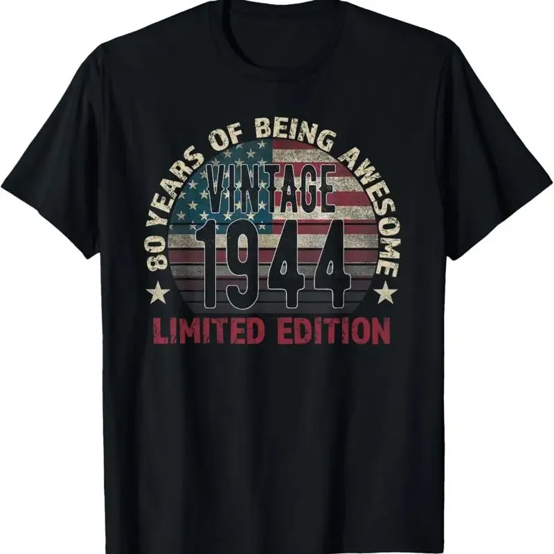 80th Birthday Gift men Vintage born 1944 turning 80 Year Old T-Shirt