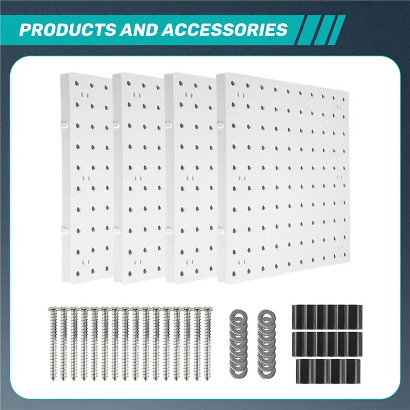 

ABAH-Pegboards, Pegboard Wall Organizer Panels, Peg Boards, For Wall, Craft Room, Kitchen, Garage, Living Room, Bathroom(4Pcs)