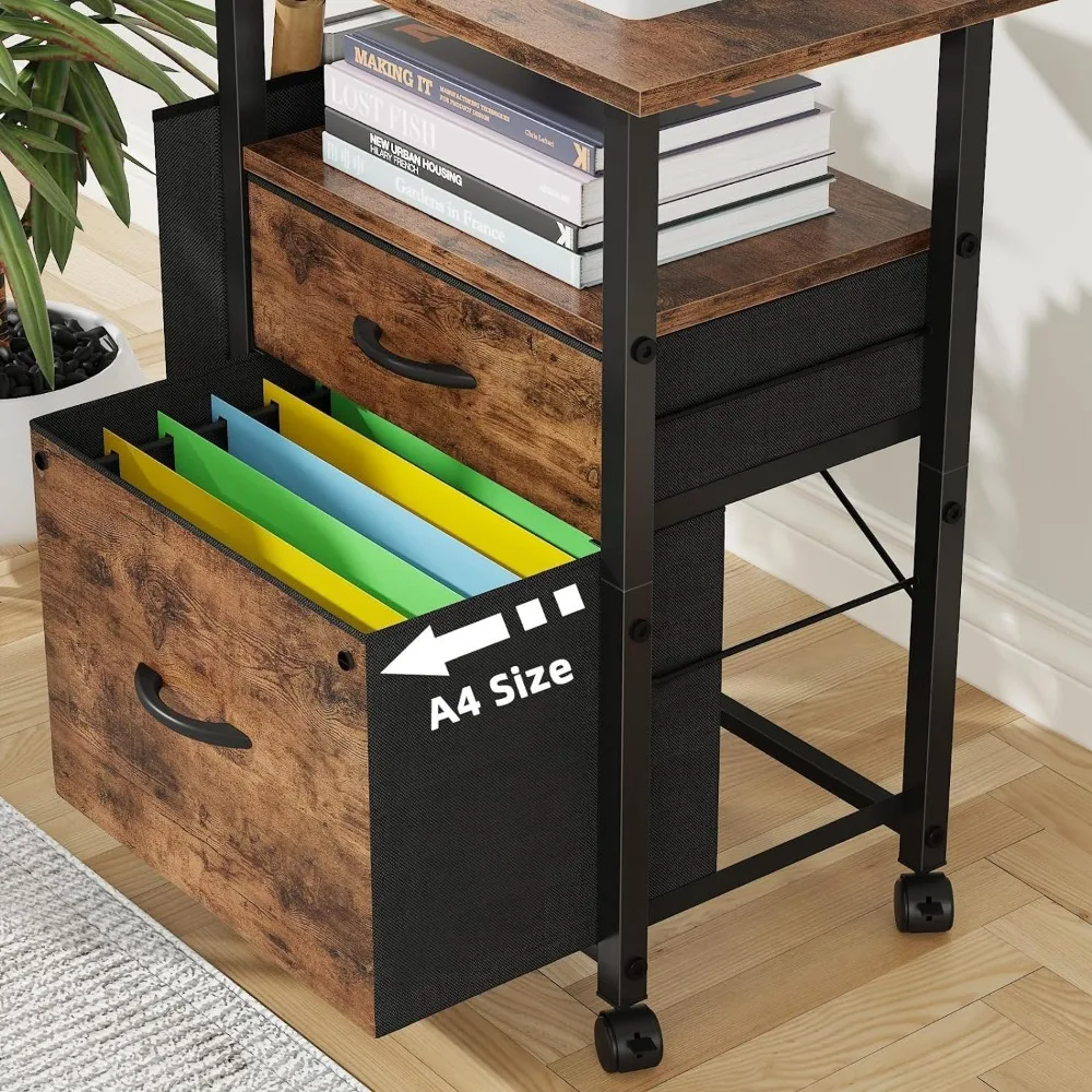 2 MELFile Cabinet avec 24 en effet couleur arc-en-ciel, Meuble de classement mobile, Meuble de classement vertical roulant avec sac latéral