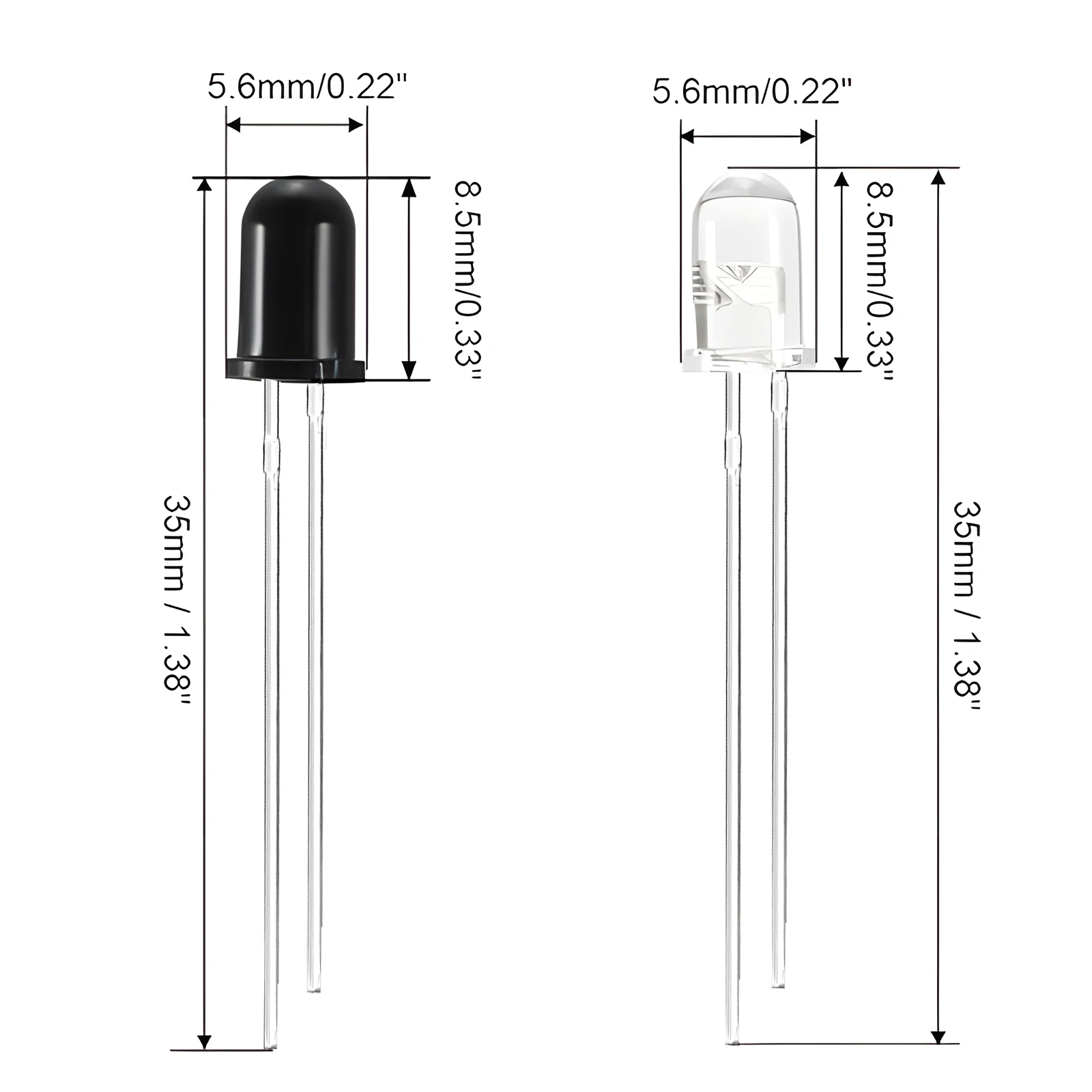 10pcs 3mm/5mm 940nm LEDs Infrared Emitter and IR Receiver Diode Diodes Infrared Emission+Receiver Tube 301A for Arduino