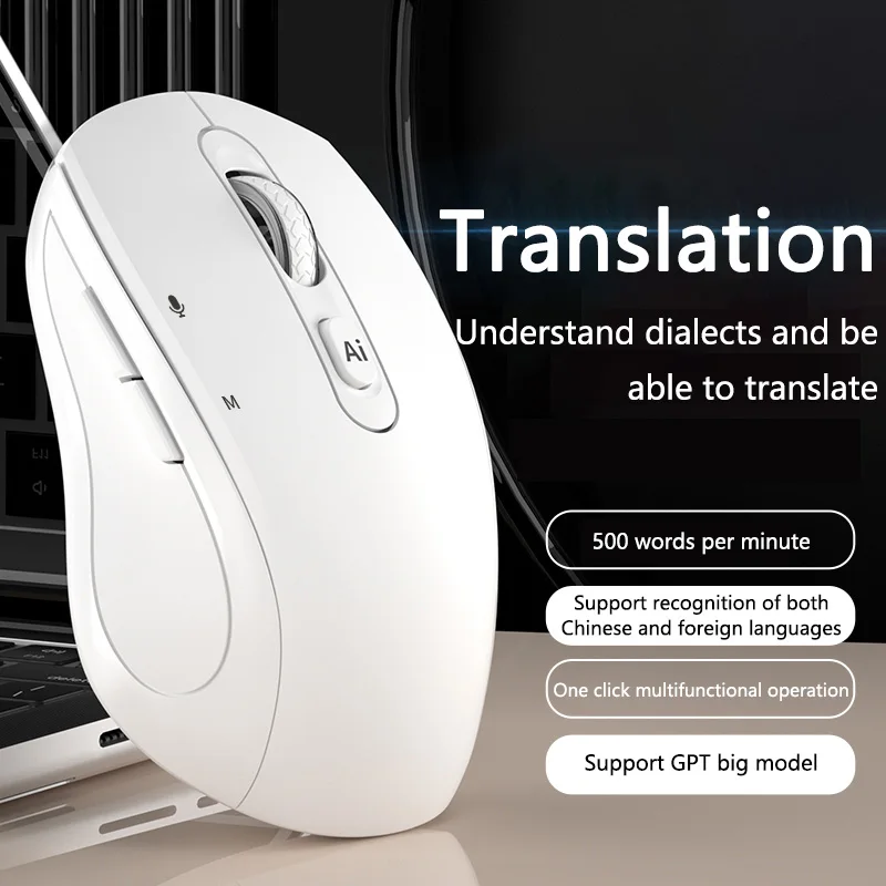 ماوس بلوتوث لاسلكي ذكي مزدوج الوضع من Xiaomi، ماوس كتم الصوت قابل لإعادة الشحن، الكتابة الصوتية، الترجمة، الكتابة المكتبية العالمية