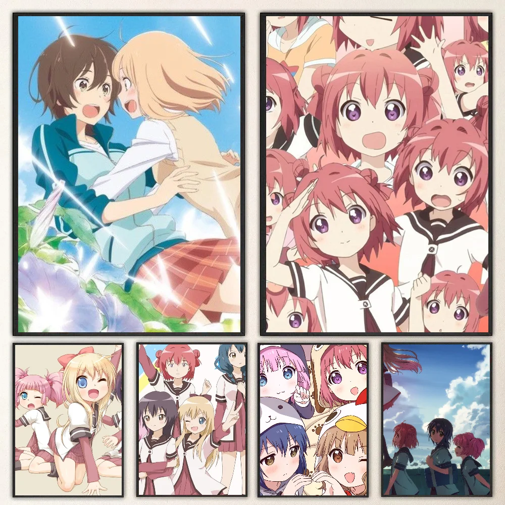 1pc Anime Yuru Yuri Poster Self-adhesive Art Waterproof Paper Sticker Coffee House Bar Room Wall Decor