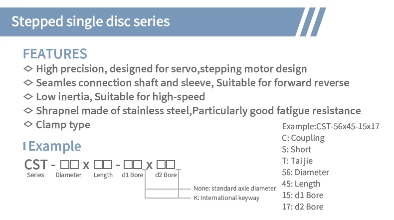 CST Aluminiumlegierung Einzelmembrankupplung Stufenförmige elastische Membrankupplung Motorflanschkupplung CST-50X44 CNC-Teile – Detail 2