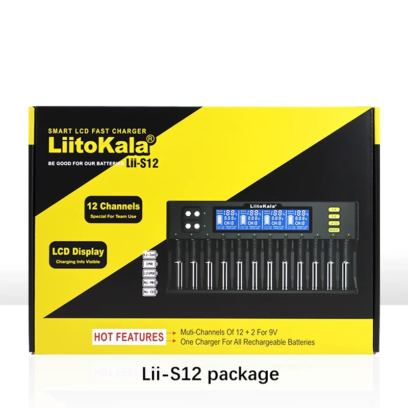 LiitoKala Lii-S8 Lii-S12 18650 LCD Battery Charger For Li-ion 3.7V NiMH 1.2V Li-FePO4 3.2V IMR 3.8V Battery