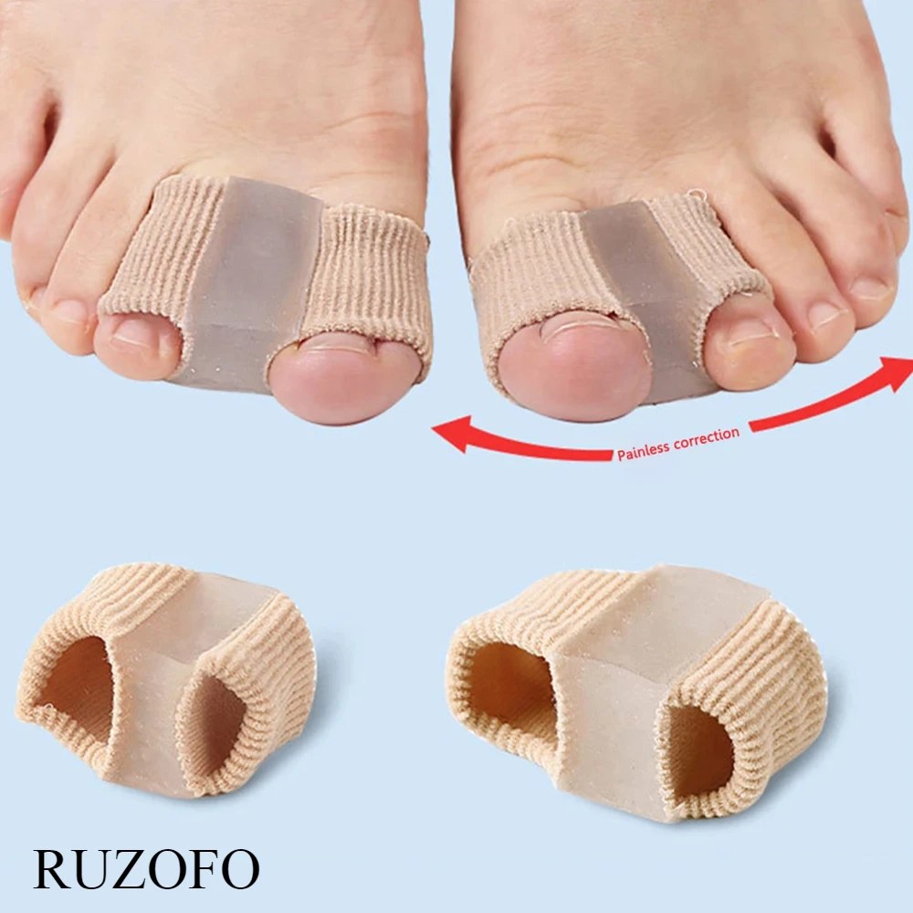 2PCS Einfache Doppel Loch Bunion Corrector Silikon Big Toe Separator Täglichen Hallux Valgus Korrektur Orthopädische Pediküre Pflege Werkzeug