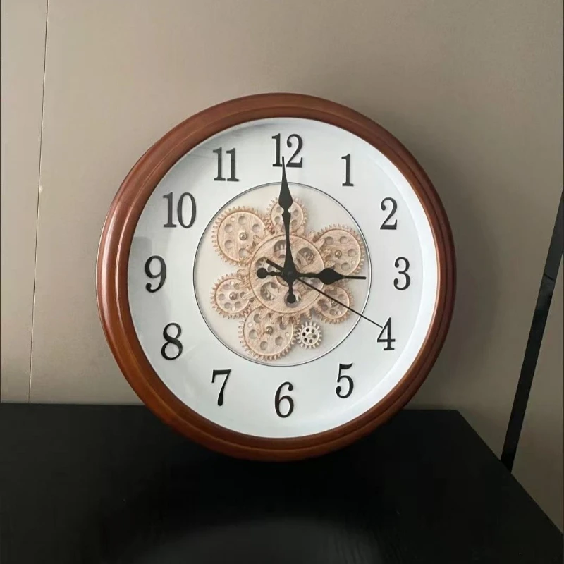 Vintage Wall Clock Wooden Frame Creative Walls Clocks Elegant Bedroom Ornaments Walls Clock Luxury Room Mute Wall Clocks