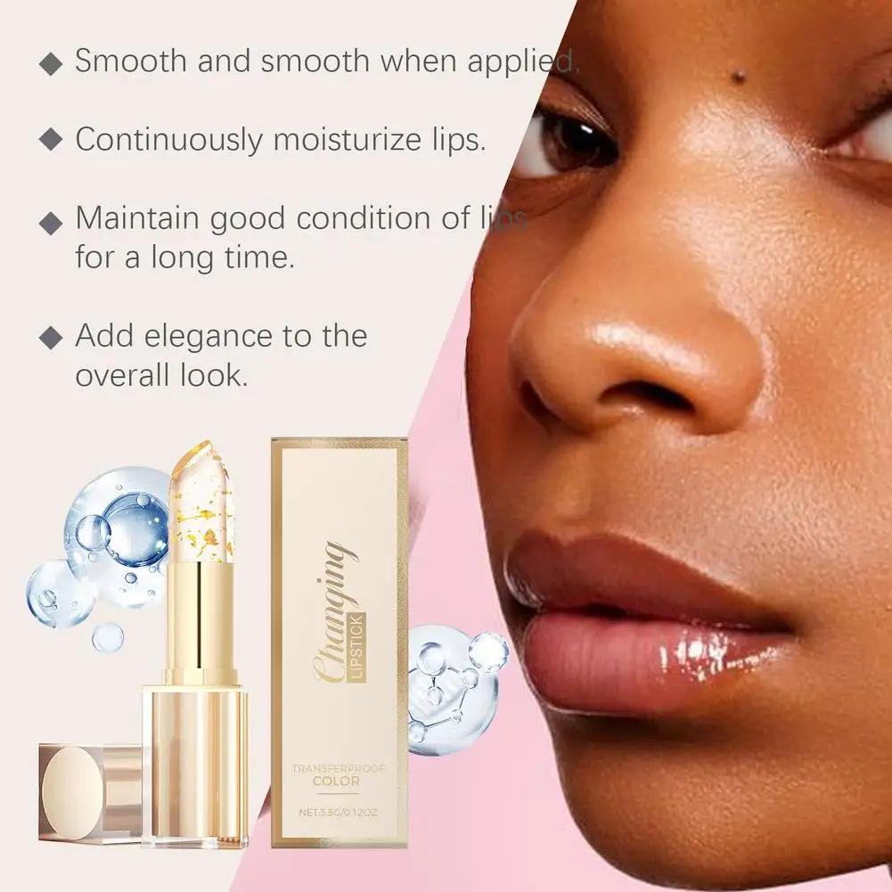 Ph Color Reacts Lippenbalsam mit Blattgold - Pflegender, langanhaltender, nicht fettender Lippenstift, spendet Feuchtigkeit und repariert spröde Lippen für Frauen. – Detail 14