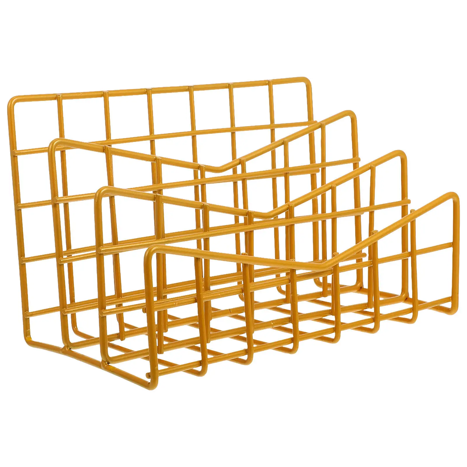 Metal File Rack Durable Electroplated Desktop Mail Sorter Decorative Book Shelf Organizer for Home Office