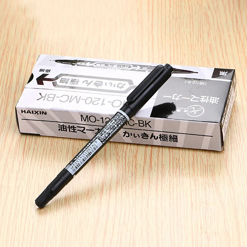 Aowa-rotulador pequeño de doble cabeza para niños, bolígrafo de dibujo para estudiantes, papelería artística, color negro