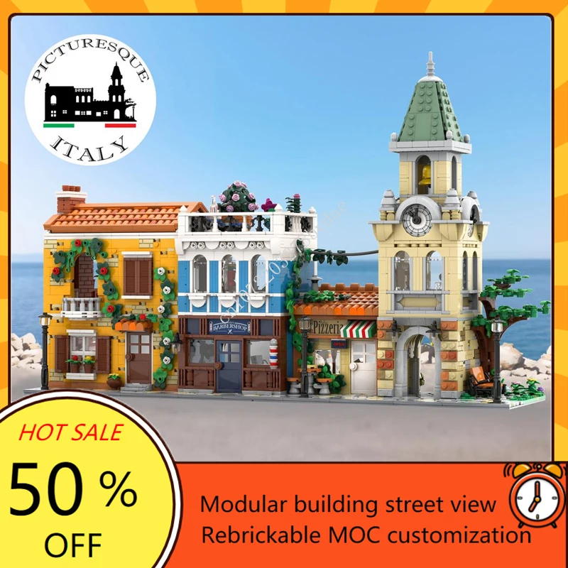 3884PCS Picturesque Italy Modular MOC Creative street view Model Building Blocks Architecture DIY Assembly Model Toys Kids Gifts