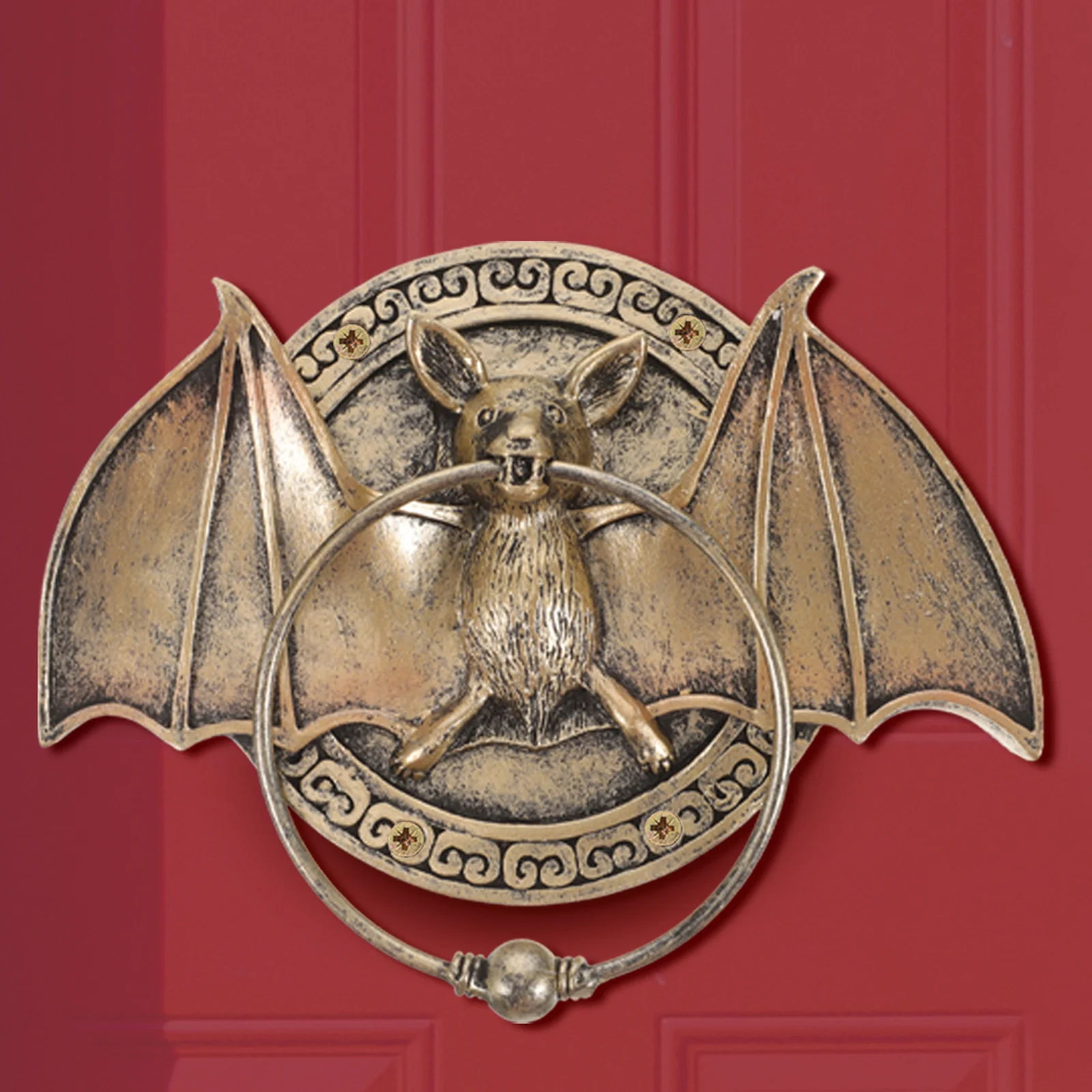 

Simulated Bat Door Knocker Knockers for Front Black Shelves Handle Single Circle Stickers Security Household Doorbell