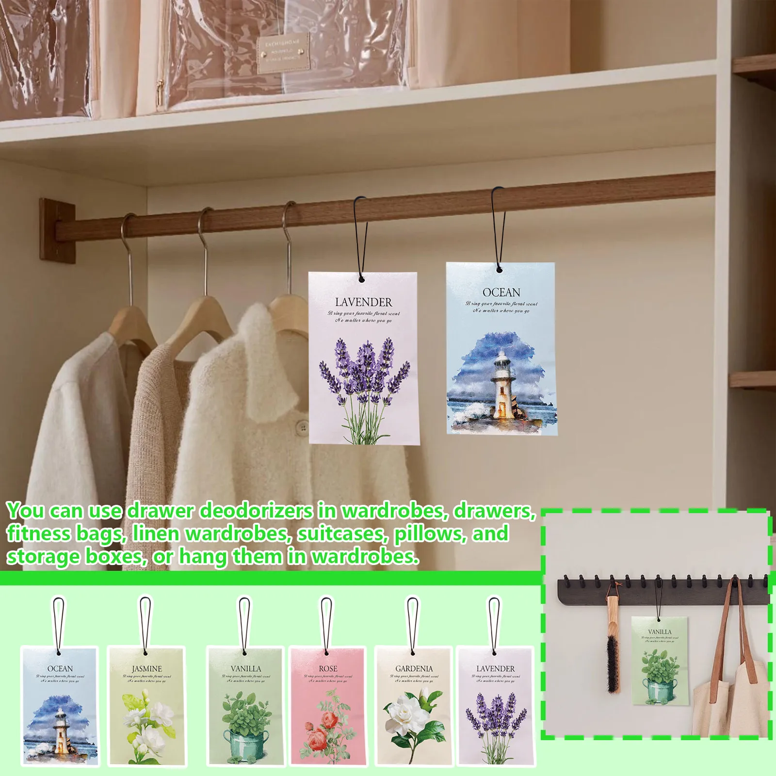 4pcs Perfume Scented Sachet Closet Fragrances Sachet Wardrobe Car Air Freshener Home Fragrance Sachet Hanging Jasmine