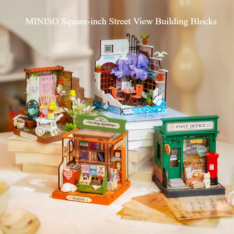 MINISO Vierkante-inch Street View Bouwstenen Educatief Kinderspeelgoed Desktop Ornamenten Decompressie Healing Verjaardagscadeau