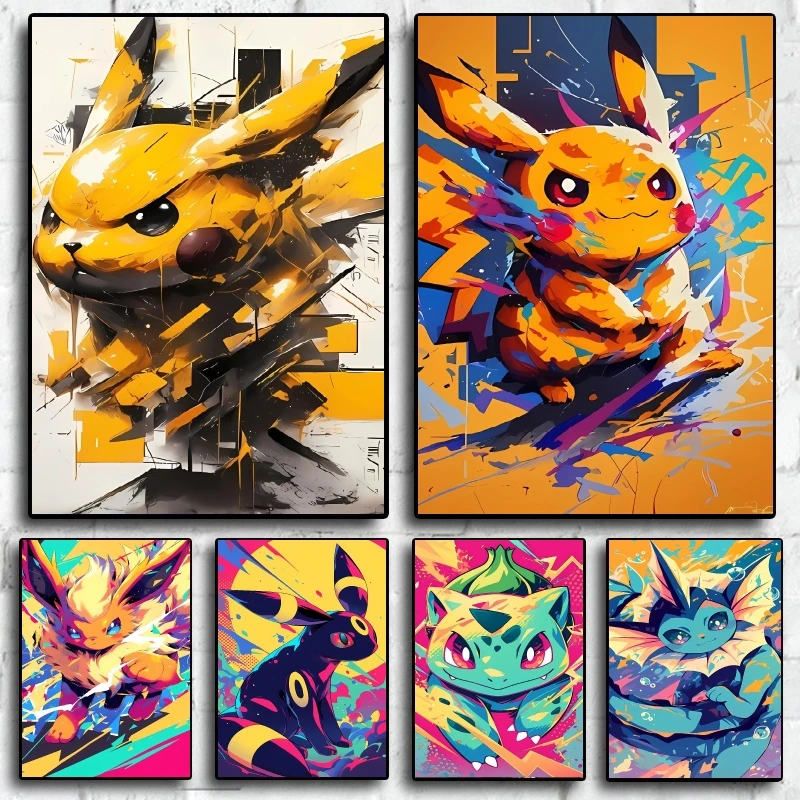 

Pokemon Pikachu Canvas Print Unique Artistic Style The Colors Are Long Lasting and Bright Ideal for Anime Themed Room Decor