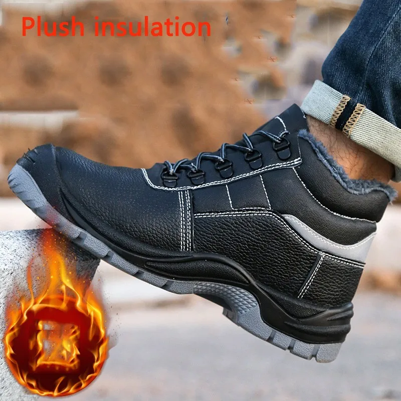 2024 New Winter Safety Shoes Plush Insulation Men's Anti Smashing And Anti Piercing Anti-skid Work Shoes Zapatos De Segurida