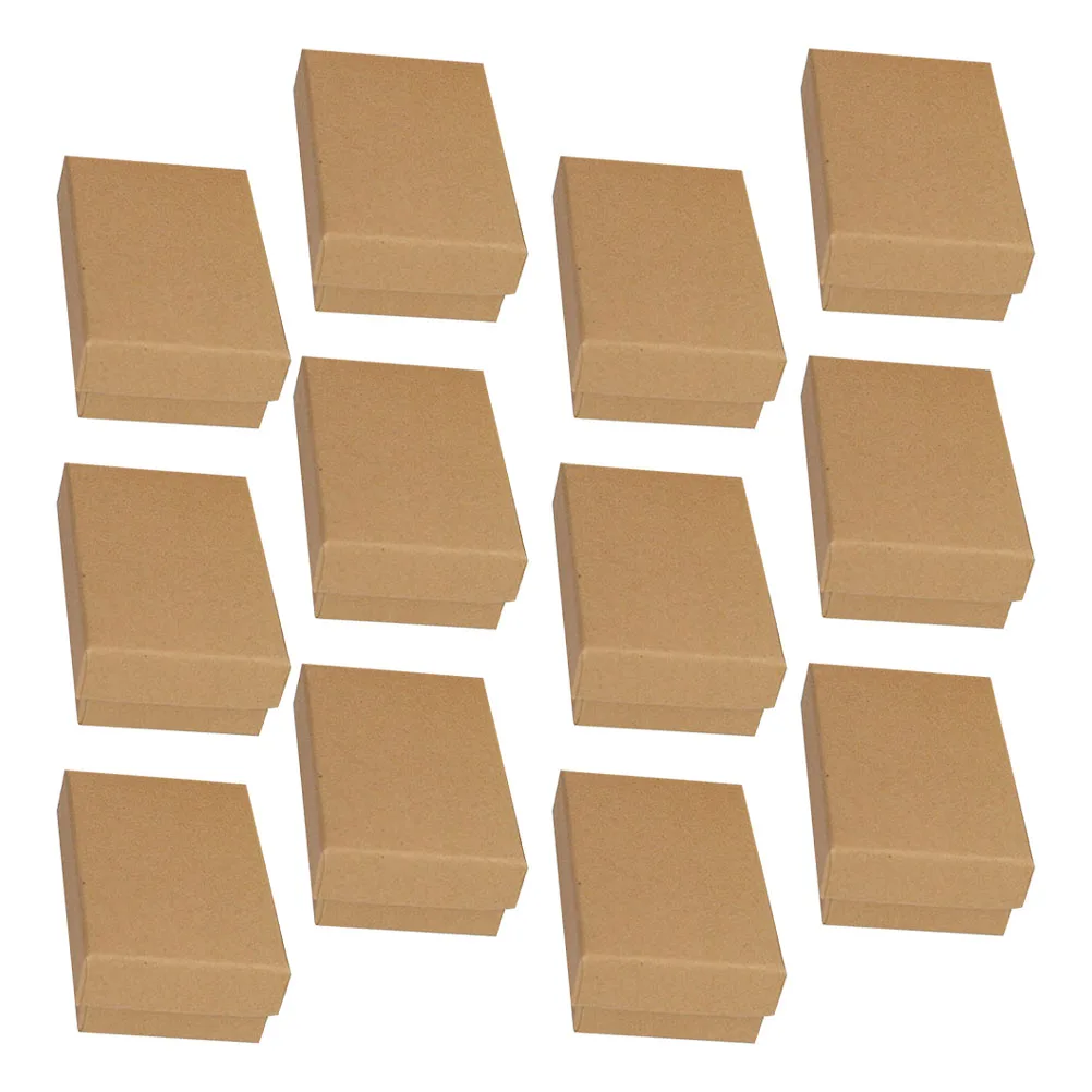 

24 шт., коробки для драгоценностей из крафт-бумаги в стиле ретро, прочная маленькая упаковка, футляры для хранения, подарочные коробки для колец, серег, ожерелий