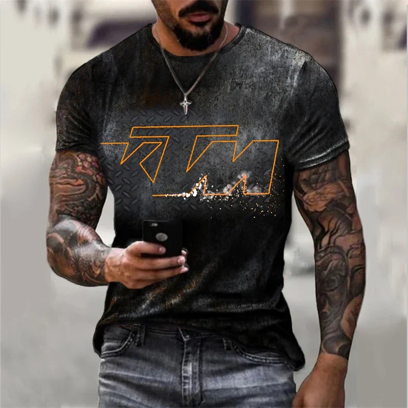 Image of Herren-T-Shirt mit KTM-Logo-Print, kurzärmelig, Rundhalsausschnitt, lässiger Motorrad-Stil