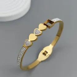 New love zircon gold-plated stainless steel bracelet 18K, high quality waterproof couple bracelet, wife gift