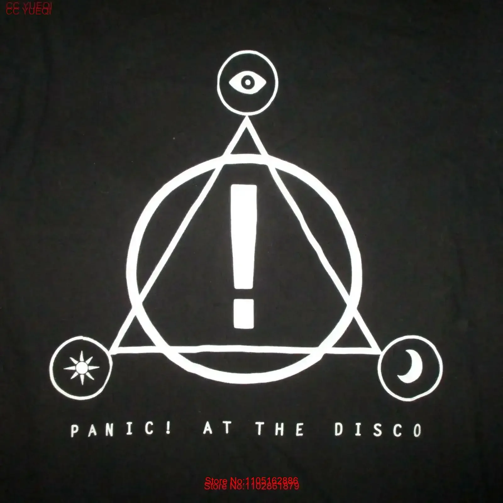 PANIC AT DISCO T SHIRT Brendon Urie Band Masonic Triangle Eye Moon Temple MEDIUM vintage Washed Comfortable Slightly Unisex