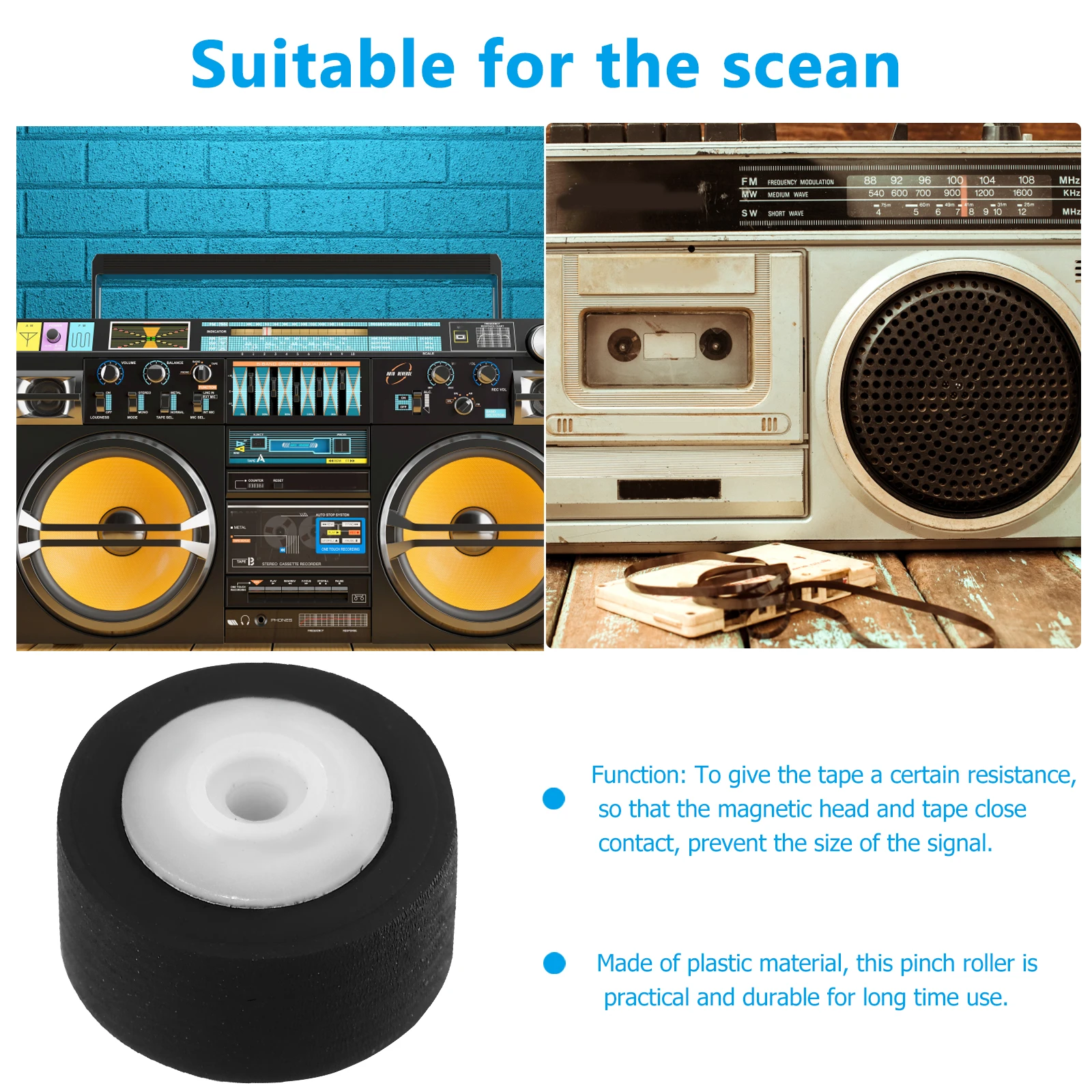 

6pcs Plastic Pinch Roller for Radio Tape Recorder Audio Cartridge Bearing Wheel Cassette Repair Pulley Machine Accessory