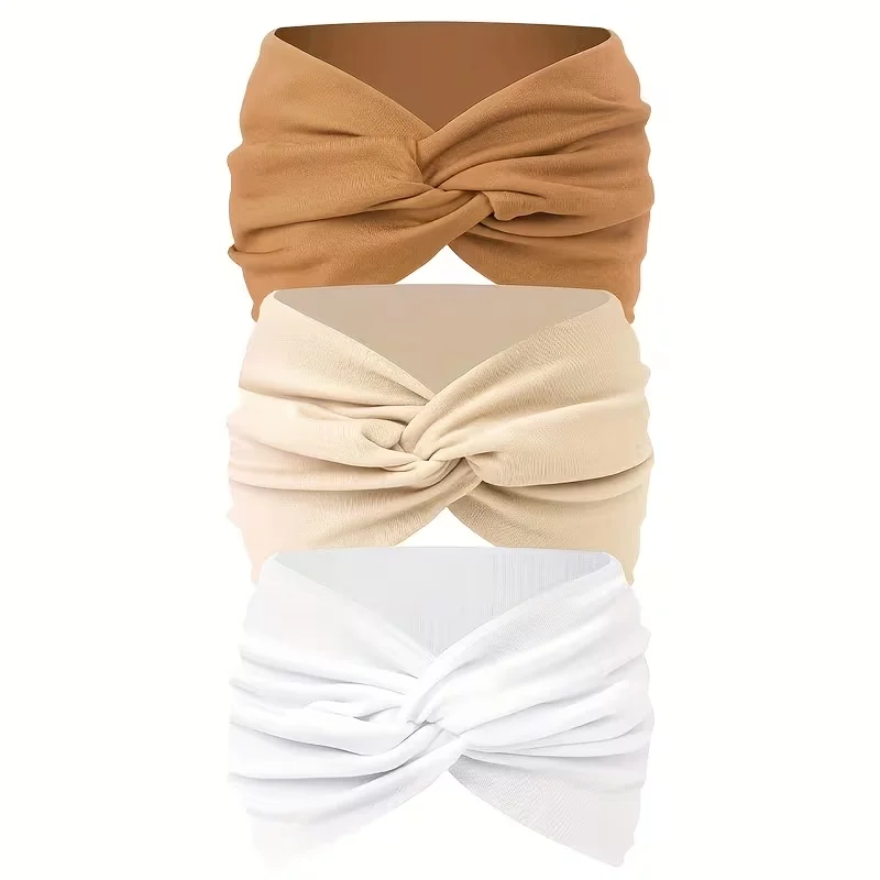 3 Stück breite Haarbänder für Damen, aus elastischem, einfarbigem Material, rutschfestes Haaraccessoire für Sport und Bewegung, vielseitiges Accessoire. – Detail 12