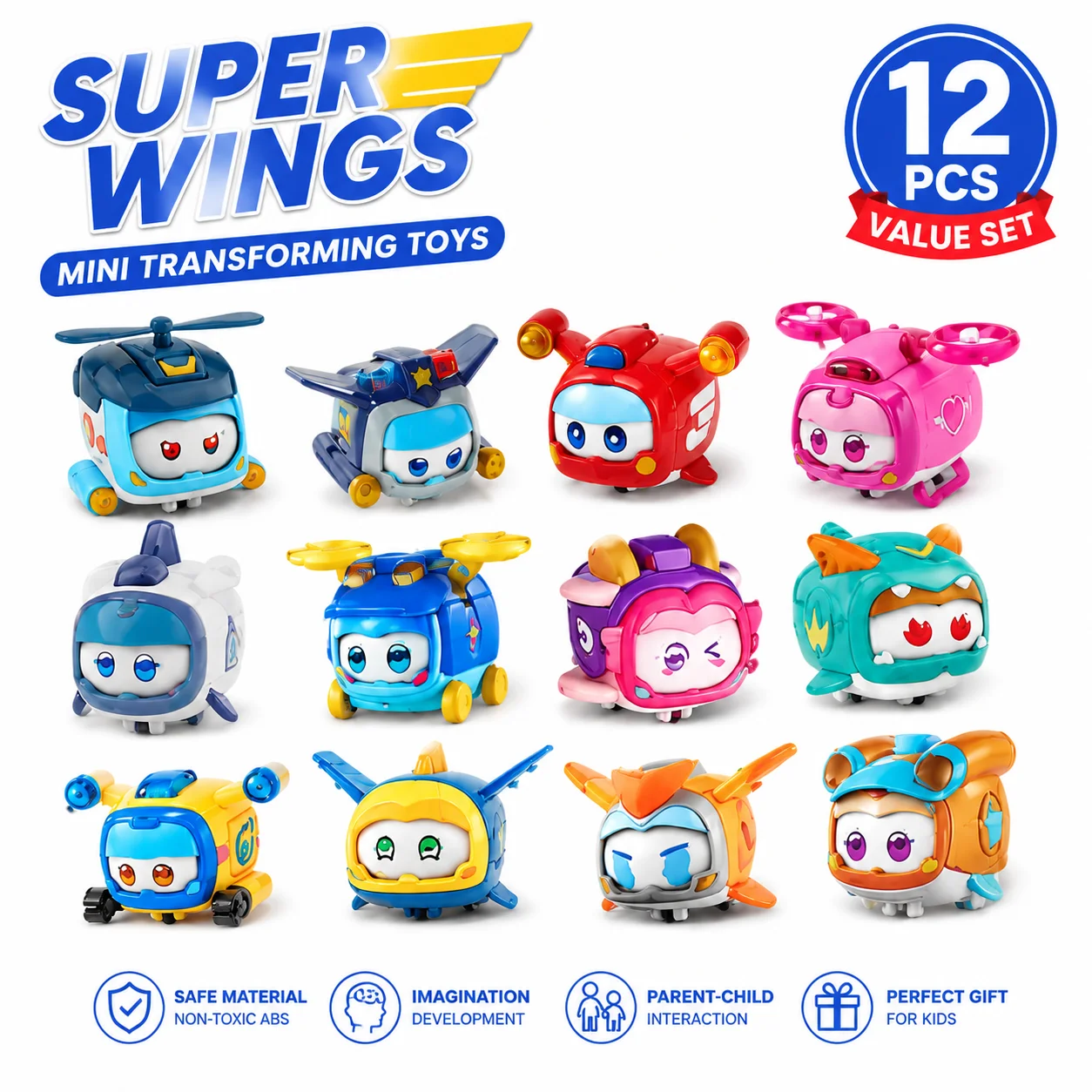 Kids First Education - Mini Transforming Aircraft Toys Set for