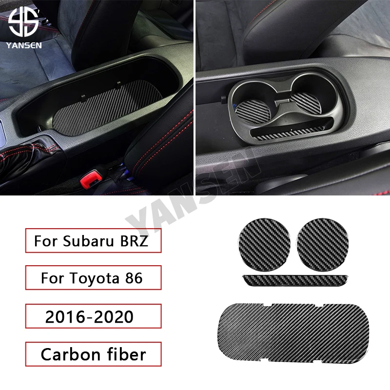 

Carbon Fiber Car Accessories Rear Water Cup Holder Cover Trim Sticker For Subaru BRZ Toyota 86 2016-2020 Auto Accessories