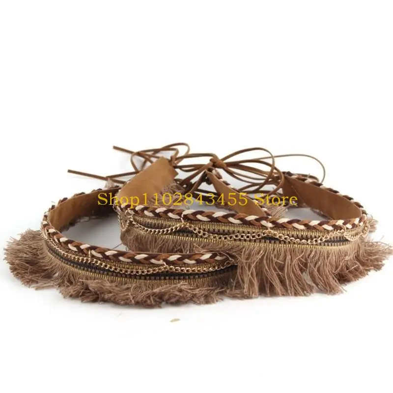 

49MC унисекс для взрослых ткачество шляпа в богемном стиле веревка для путешествий на открытом воздухе декор ковбойской шляпы