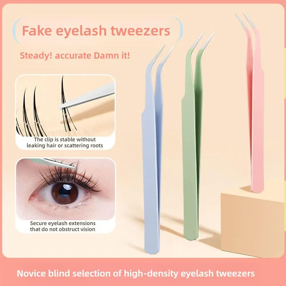 Präzision Wimpern Pinzette Edelstahl Augenbraue Falsche Pinzette Kopf Werkzeug Entfernung Pinzette Wimpern Haar Werkzeug Spitze Gebogen M E3G6