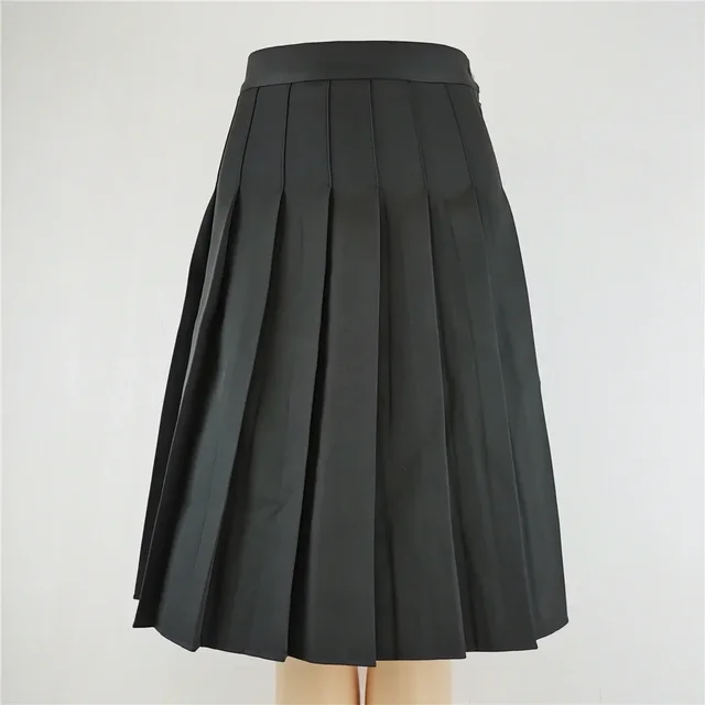 58cm długie spódnice dla kobiet długa plisowana spódnica koreańska modna odzież czarna biała spódnica Plus Size Cosplay ubrania HarajukuY2k
