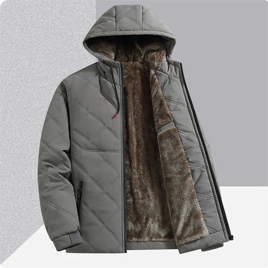 

Новинка 2026, зимняя мужская толстая теплая куртка, флисовые пальто с капюшоном, повседневная верхняя одежда, мужская ветровка, парка, однотонная осенняя мужская одежда