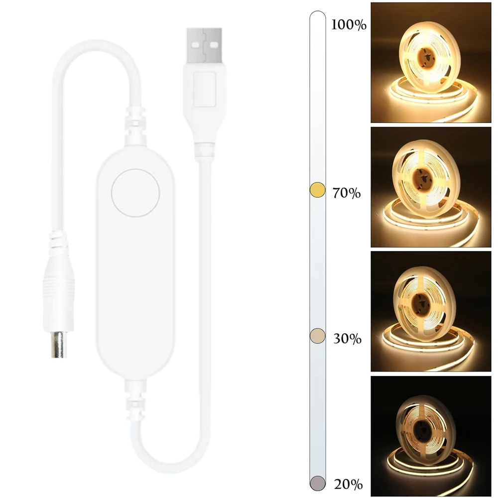 USB Homekit WiFi COB LED Strip 5V 1m 2m 3m 4m 5m Warm White Flexible Dimmable Wardrobe Showcase TV Lighting Siri Voice Control