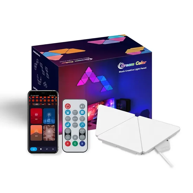 Banqcn Triangle LED Gaming Setup RGB Wall Lights For Bedroom Smart Home Light Panels Works With Alexa Google Assistant - view 5