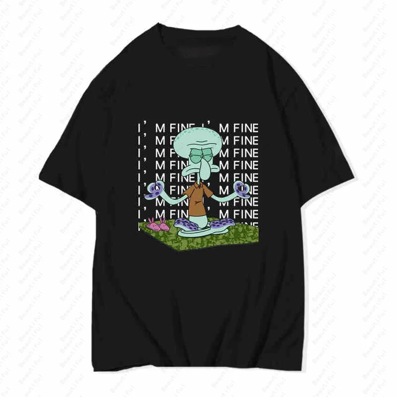 Squidward Tentacles Spongebob Cartoon Fun New Short Sleeve T-Shirt Men's And Women's Casual Cotton Half Sleeve Cartoon T-Shirts