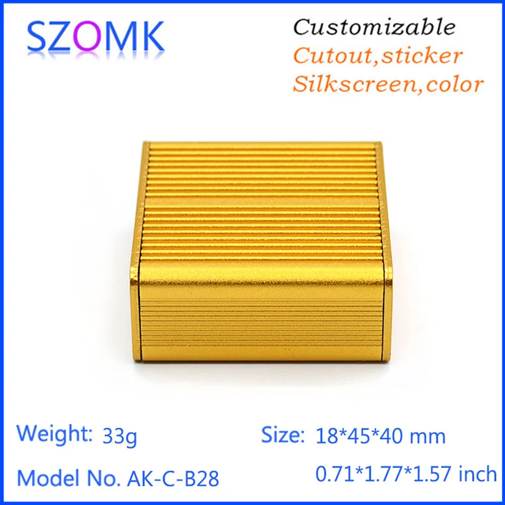 4Pieces new and golden color aluminium small project box aluminium extruded enclosure 18(H)x45(W)x40(L) mm