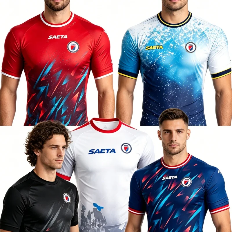 

Haiti Soccer Jersey Short Sleeve Sport T-Shirt Gym Training Workout Athletic Fitness Running Tops Kids Quick Dry Sportswear Moto