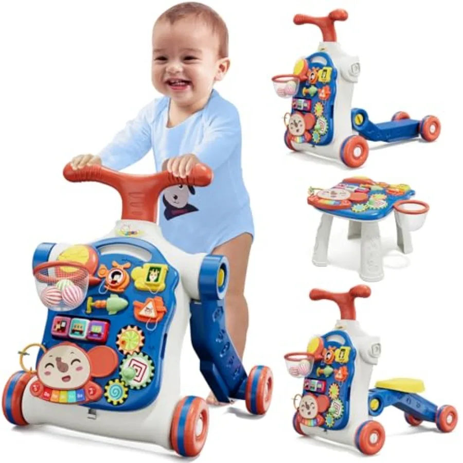 

5 in 1 Baby Push Walker for Baby Boy Activity Center Learning to Walk Sit to Stand Early Learning Push Toys for Infant 12 Month