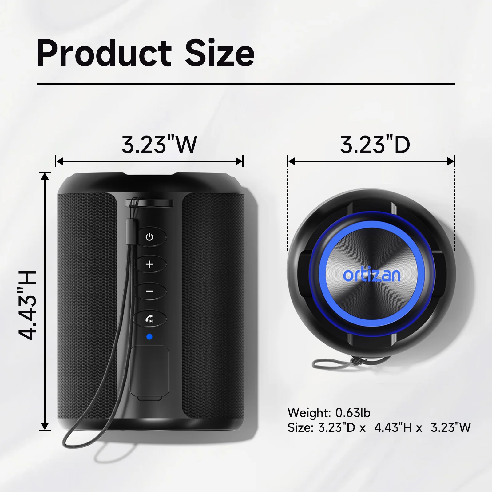 Ortizan X9S Tragbarer Bluetooth-Lautsprecher, Bass Boost HD Loud Sound, kabelloser Lautsprecher mit LED-Licht, IPX7 wasserdicht, 15-W-Lautsprecher – Detail 17