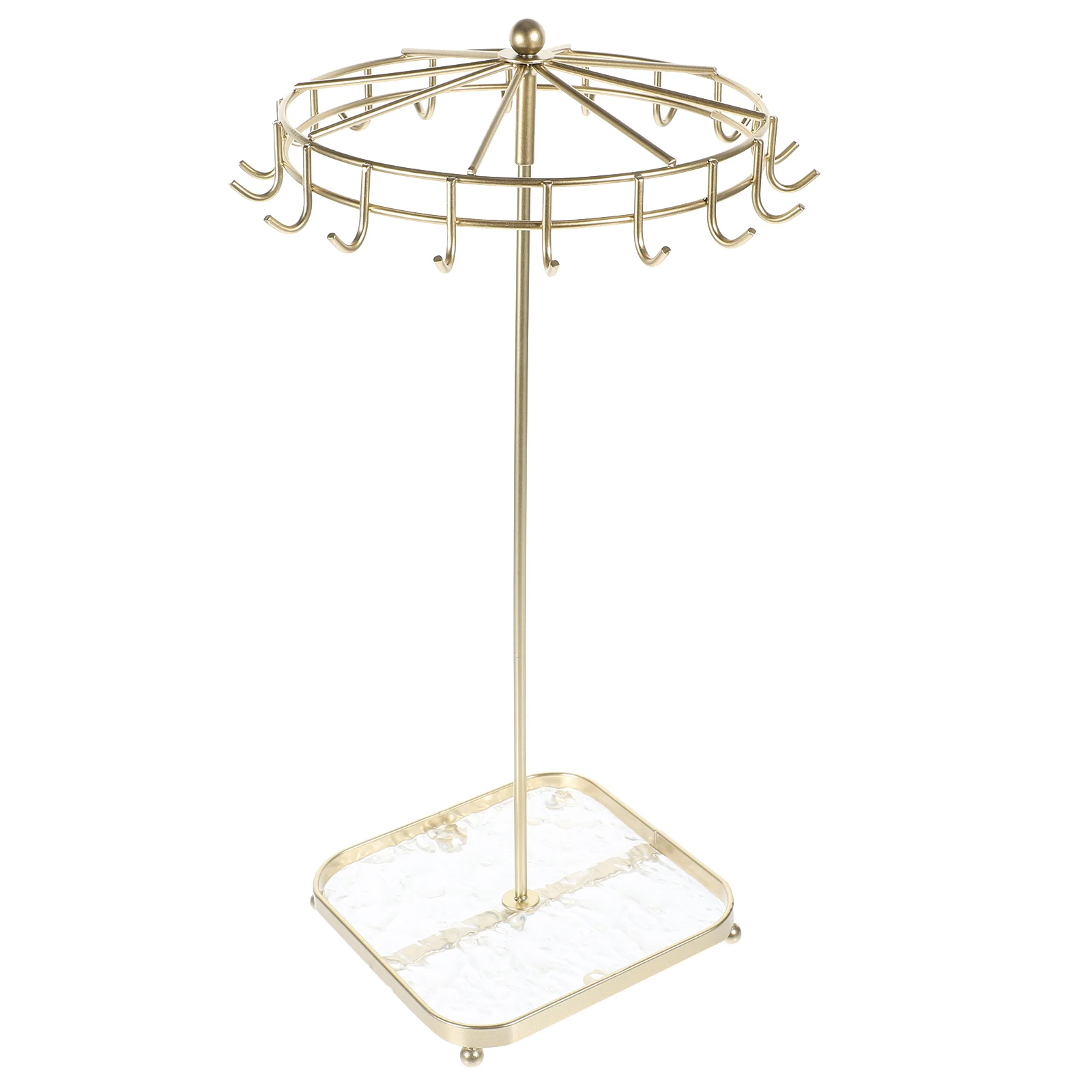 

Rotating Iron Jewelry Display Stand Umbrella Shaped Desktop Rack For Necklaces Bracelets Earrings Storage Organizer Multi Hook