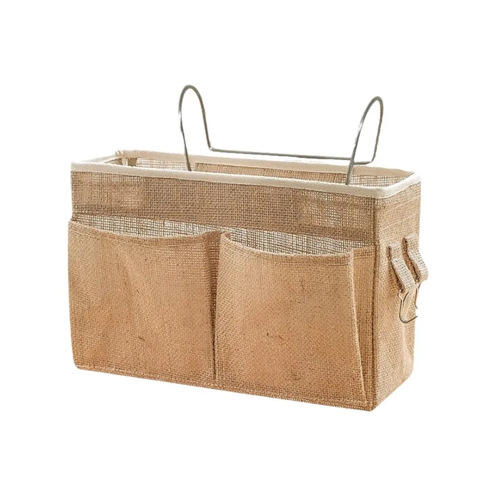 

Multifunctional Hanging Storage Bag with Pockets Freestanding Design Fabric Storage Basket Space Saving Cotton Linen