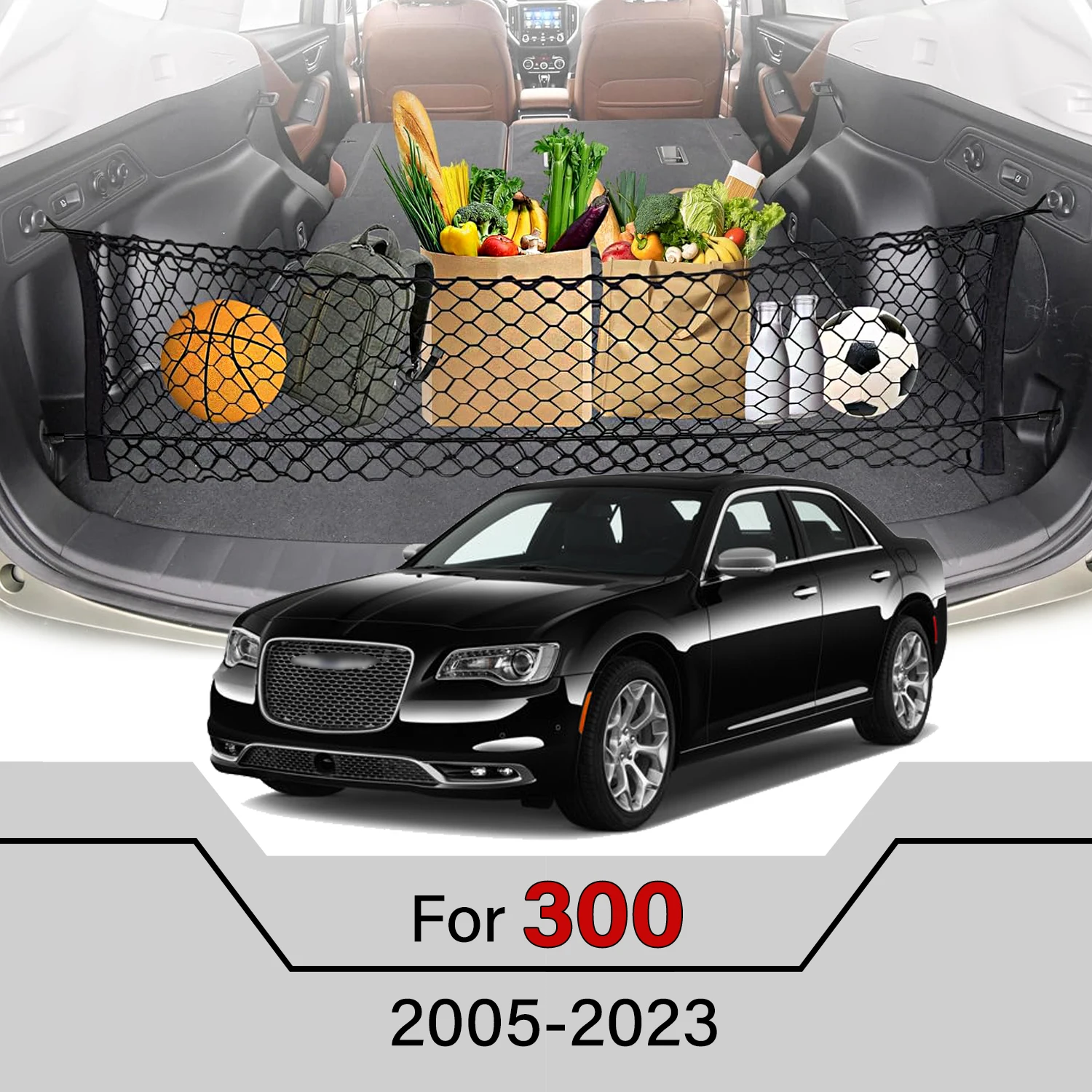 

Car Cargo Net Stretchable,Car Gadgets, Adjustable Elastic Trunk Storage Net with Hook for Chrysler 300 2005-2023