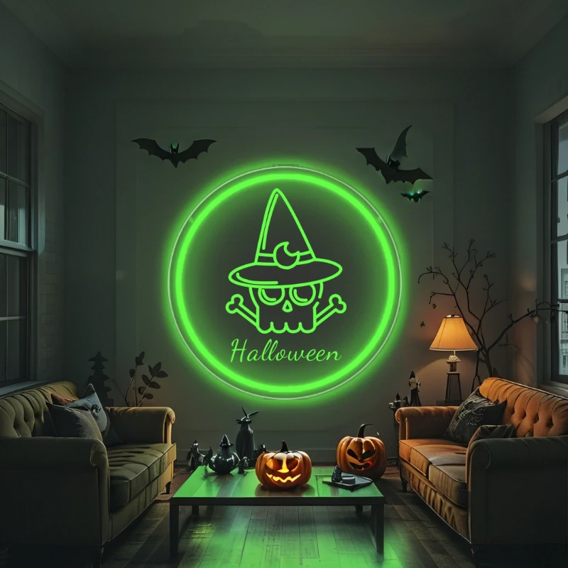 

Custom Halloween Neon Sign with Witch Hat-USB Powered,Perfect for Home Decor,Bars and Themed Parties,Halloween Decorations